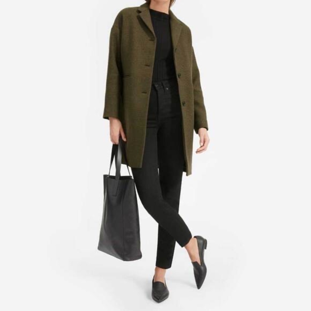 Everlane The Cocoon Coat Long Oversize Green Size 10 NWT